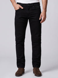 Black Mid-Rise Slim Straight Fit Stretch Jeans