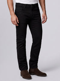 Black Mid-Rise Slim Straight Fit Stretch Jeans