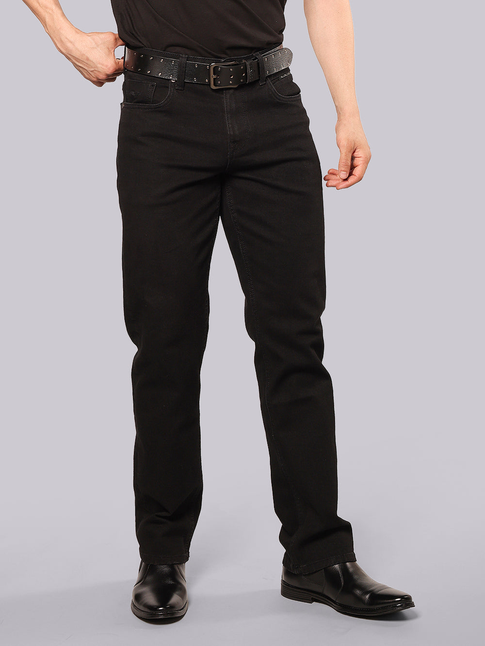 Black Midrise, Comfort And Straight Fit Stretch Jeans