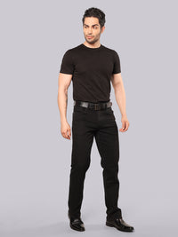 Black Midrise, Comfort And Straight Fit Stretch Jeans