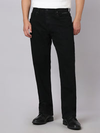 Black Midrise, Comfort And Straight Crop Length Stretch Jeans