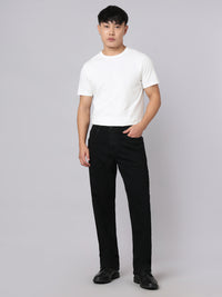Black Midrise, Comfort And Straight Crop Length Stretch Jeans
