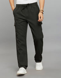 Bottle Green Comfort Straight Fit Athliesure Cargo Pants 