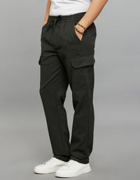 Bottle Green Comfort Straight Fit Athliesure Cargo Pants 