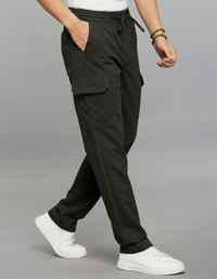 Bottle Green Comfort Straight Fit Athliesure Cargo Pants 