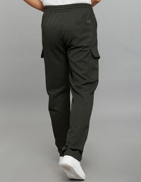 Bottle Green Comfort Straight Fit Athliesure Cargo Pants 