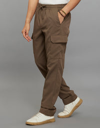 Khaki Comfort Straight Fit Athliesure Cargo Pants 