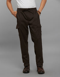Dark Brown Comfort Straight Fit Athliesure Cargo Stretch Pants 