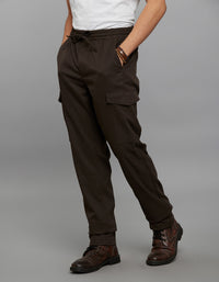 Dark Brown Comfort Straight Fit Athliesure Cargo Stretch Pants 
