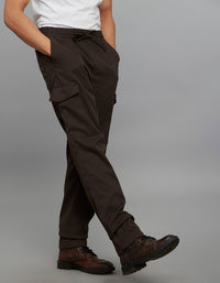 Dark Brown Comfort Straight Fit Athliesure Cargo Stretch Pants 