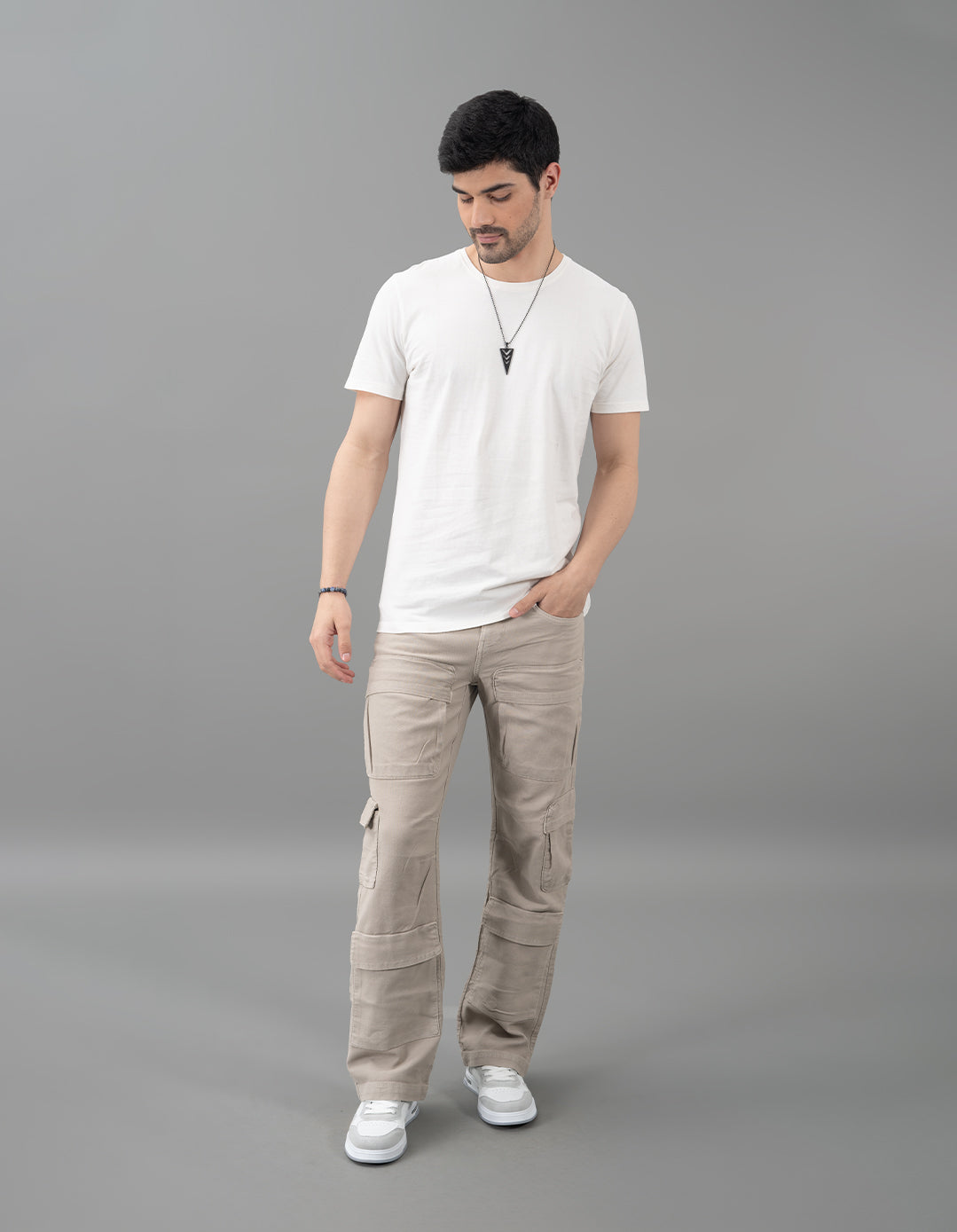 Lt Stone Loose Fit Cargo Pant