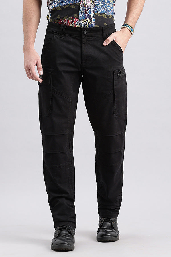 Jet Black Slim Fit Cargo Pant (Regular Fit)