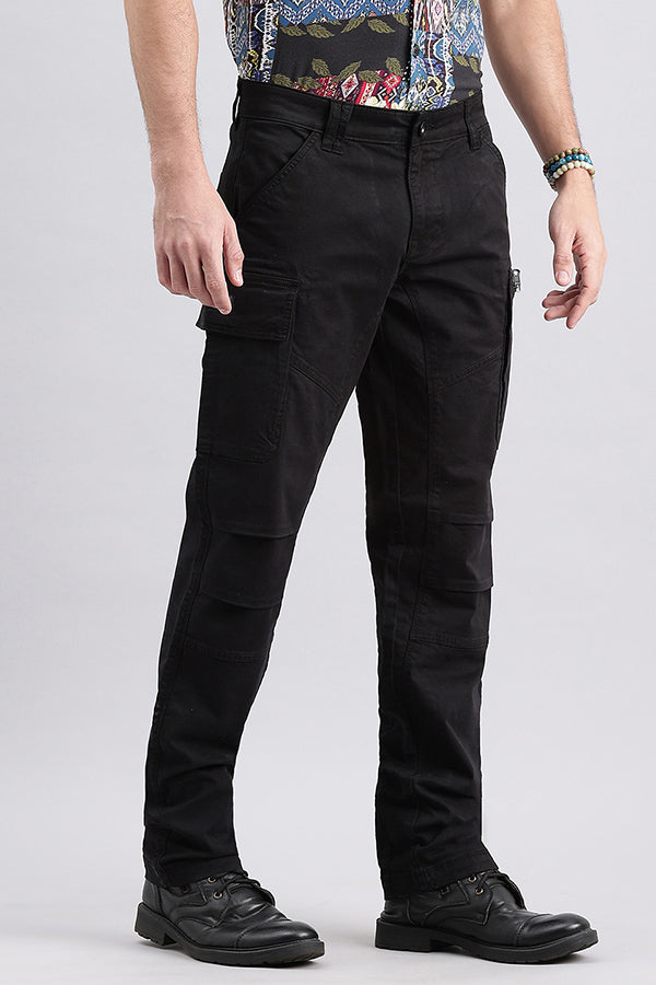 Jet Black Slim Fit Cargo Pant (Regular Fit)