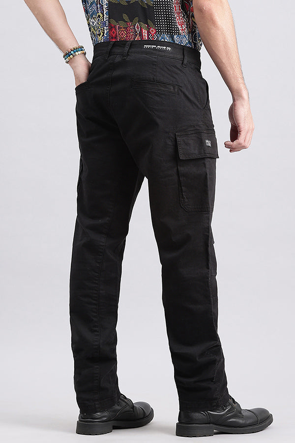 Jet Black Slim Fit Cargo Pant (Regular Fit)