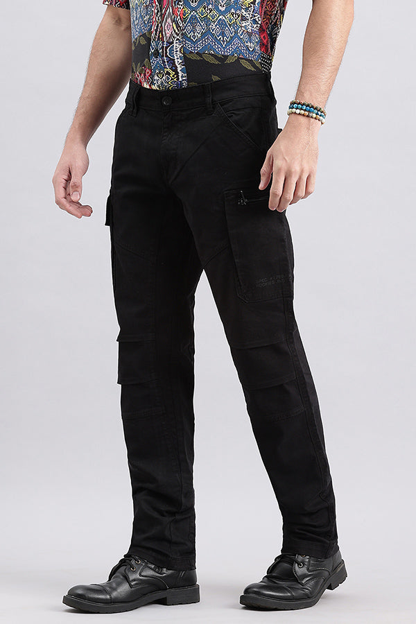 Jet Black Slim Fit Cargo Pant (Regular Fit)