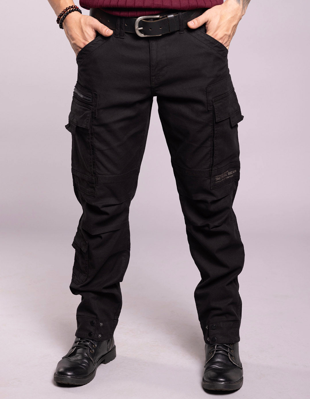 Black Slim Fit Cargo Pant