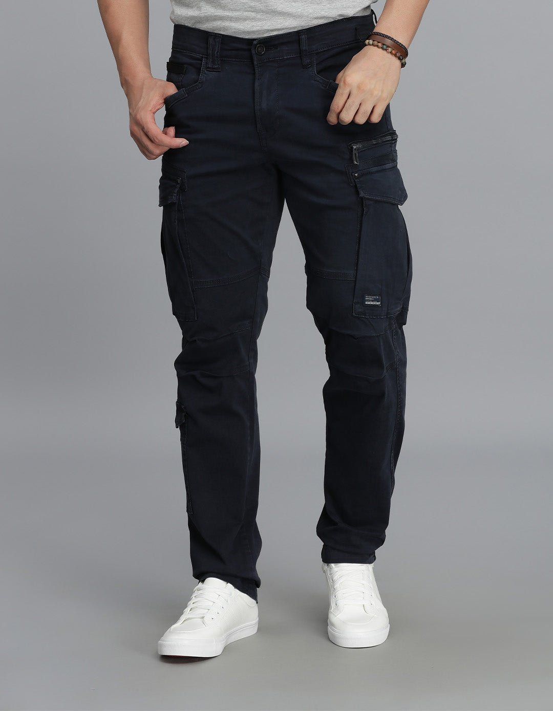 Navy Regular Fit Cargo Pant