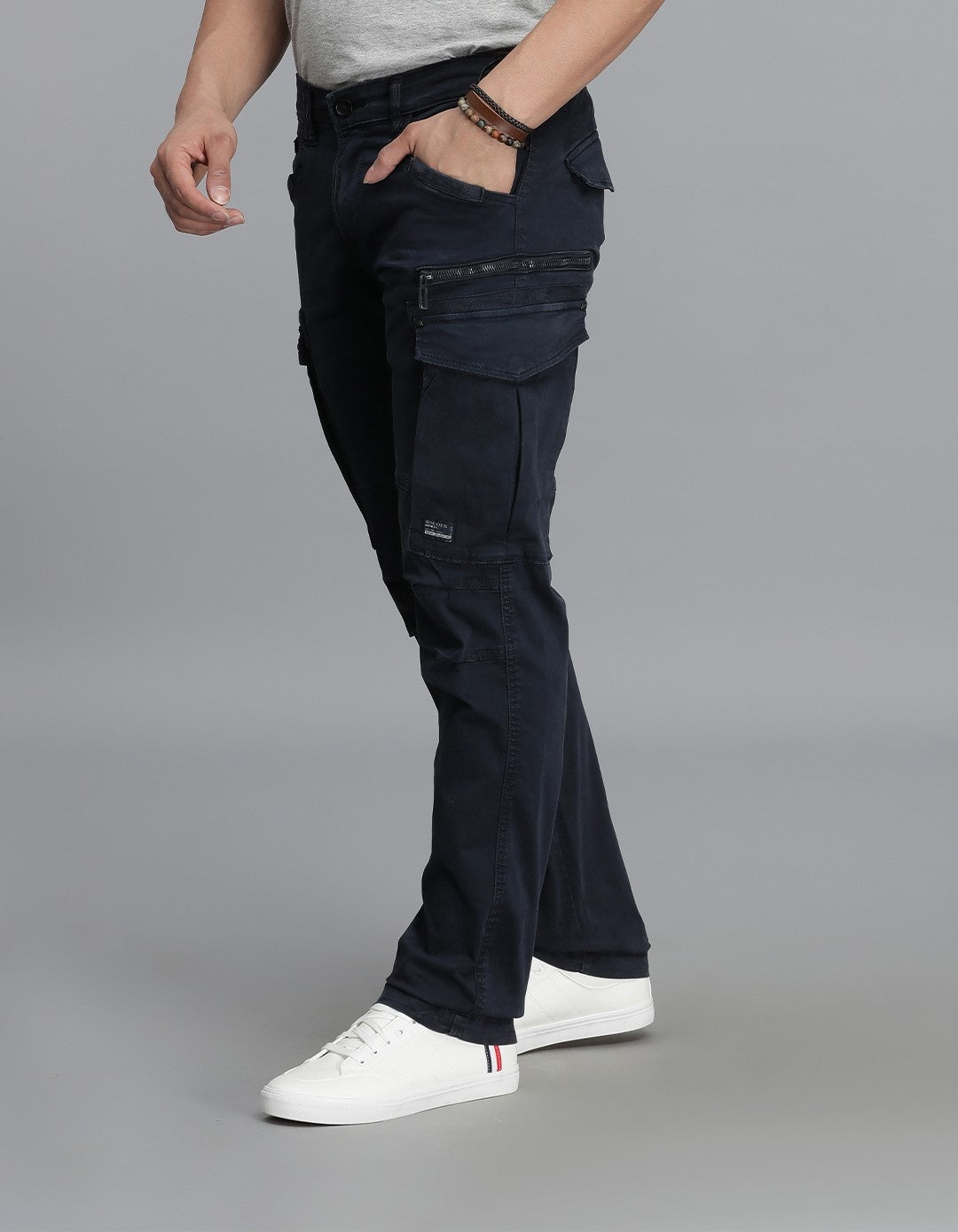 Navy Regular Fit Cargo Pant