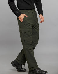 Military Green Comfort Straight Fit 100% Polyestor Cargo Pants 