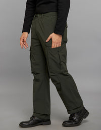 Military Green Comfort Straight Fit 100% Polyestor Cargo Pants 