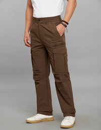Olivish Khaki Comfort Straight Fit 100% Polyestor Cargo Pants 