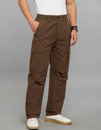 Olivish Khaki Comfort Straight Fit 100% Polyestor Cargo Pants 