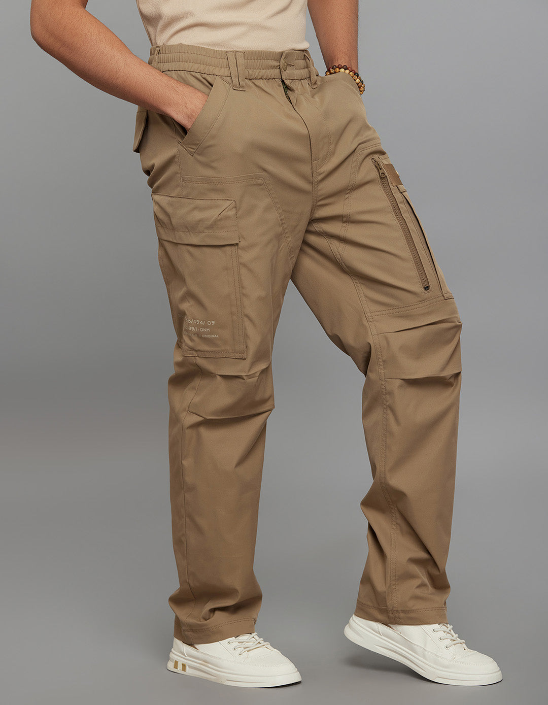 Army Khaki Comfort Straight Fit 100% Polyestor Cargo Pants 