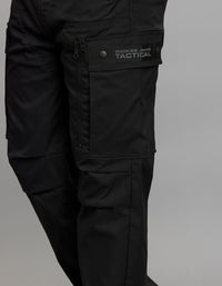 Black Comfort Straight Fit 100% Polyestor Cargo Pants 
