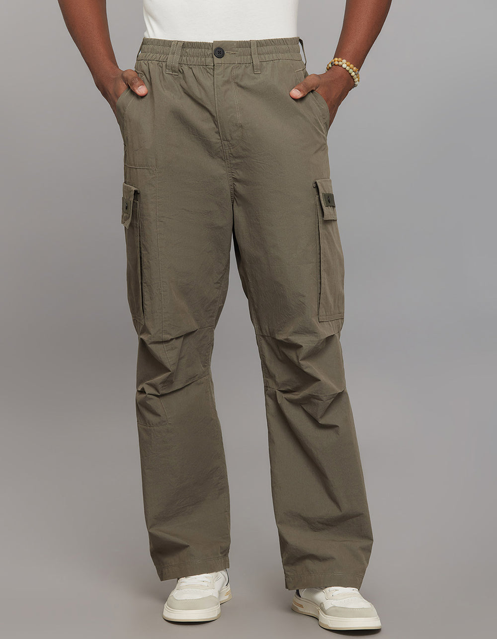 Light Olive Comfort Straight Fit Athliesure Cargo Pants 