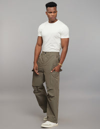 Light Olive Comfort Straight Fit Athliesure Cargo Pants 
