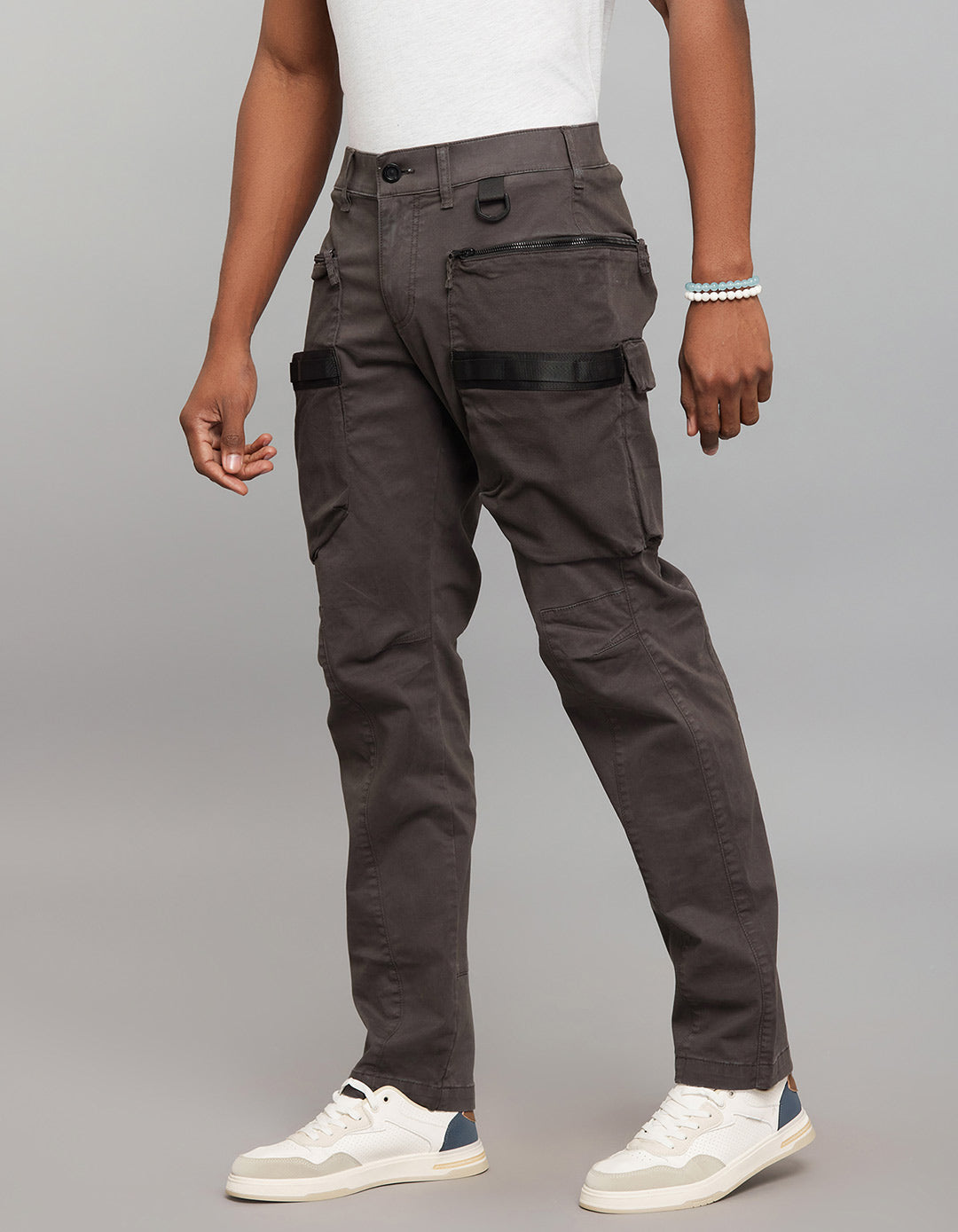 Charcoal Comfort Straight Fit Stretch Cargo Pants 