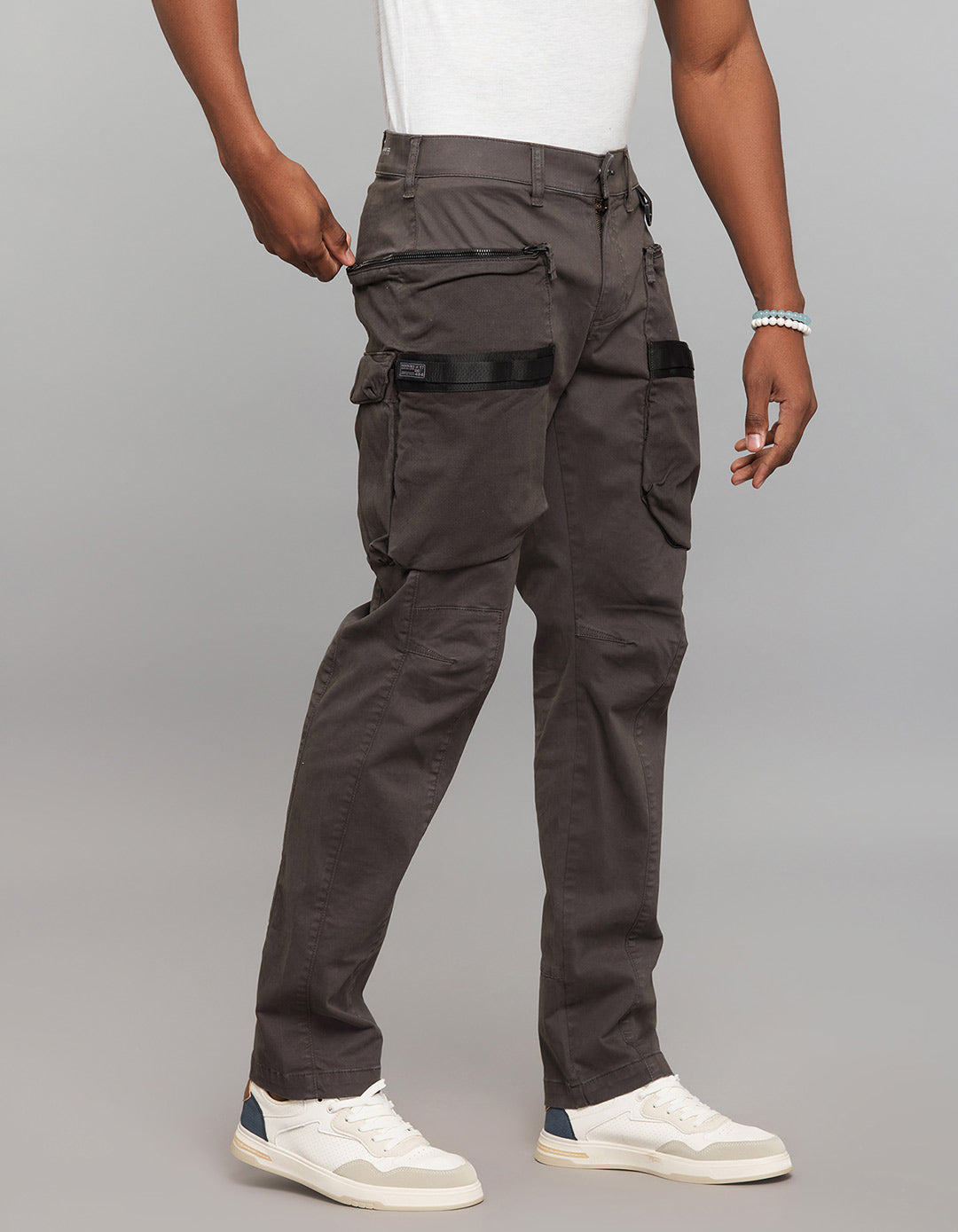 Charcoal Comfort Straight Fit Stretch Cargo Pants 
