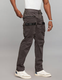 Charcoal Comfort Straight Fit Stretch Cargo Pants 