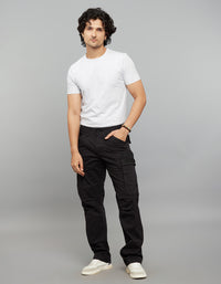 Jet Black Comfort Straight Fit Stretch Cargo Pants 