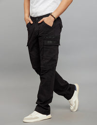 Jet Black Comfort Straight Fit Stretch Cargo Pants 