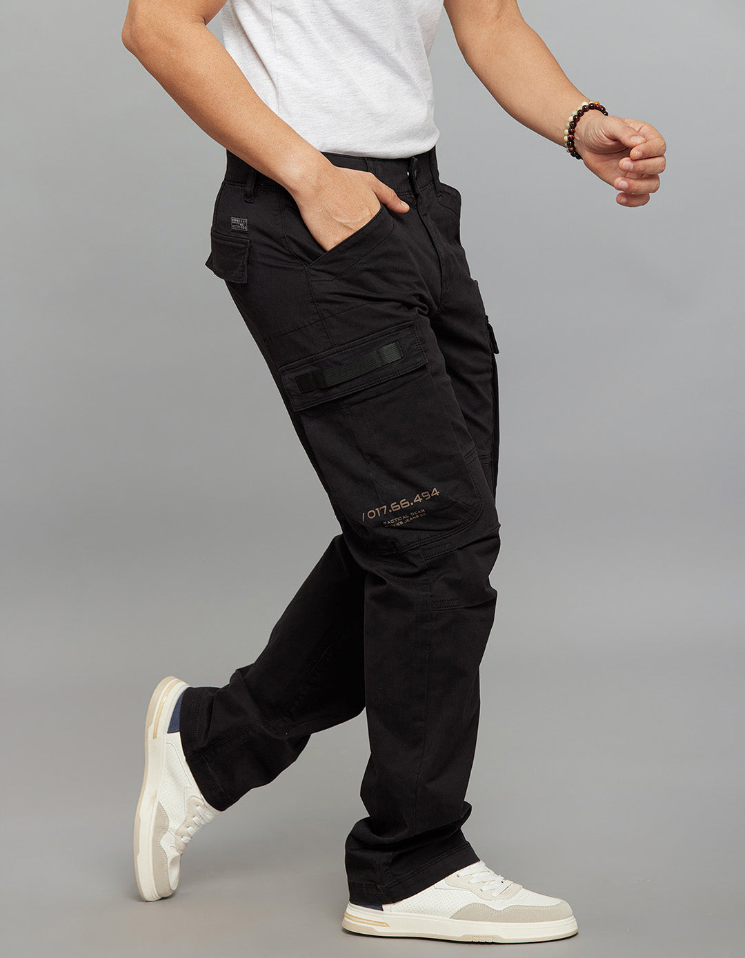 Jet Black Comfort Straight Fit Stretch Cargo Pants 