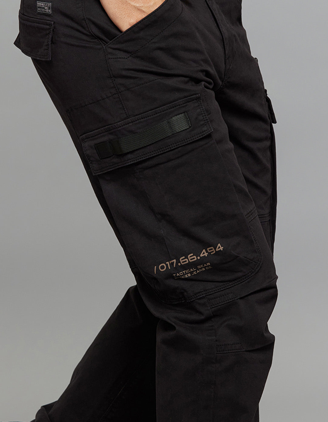 Jet Black Comfort Straight Fit Stretch Cargo Pants 
