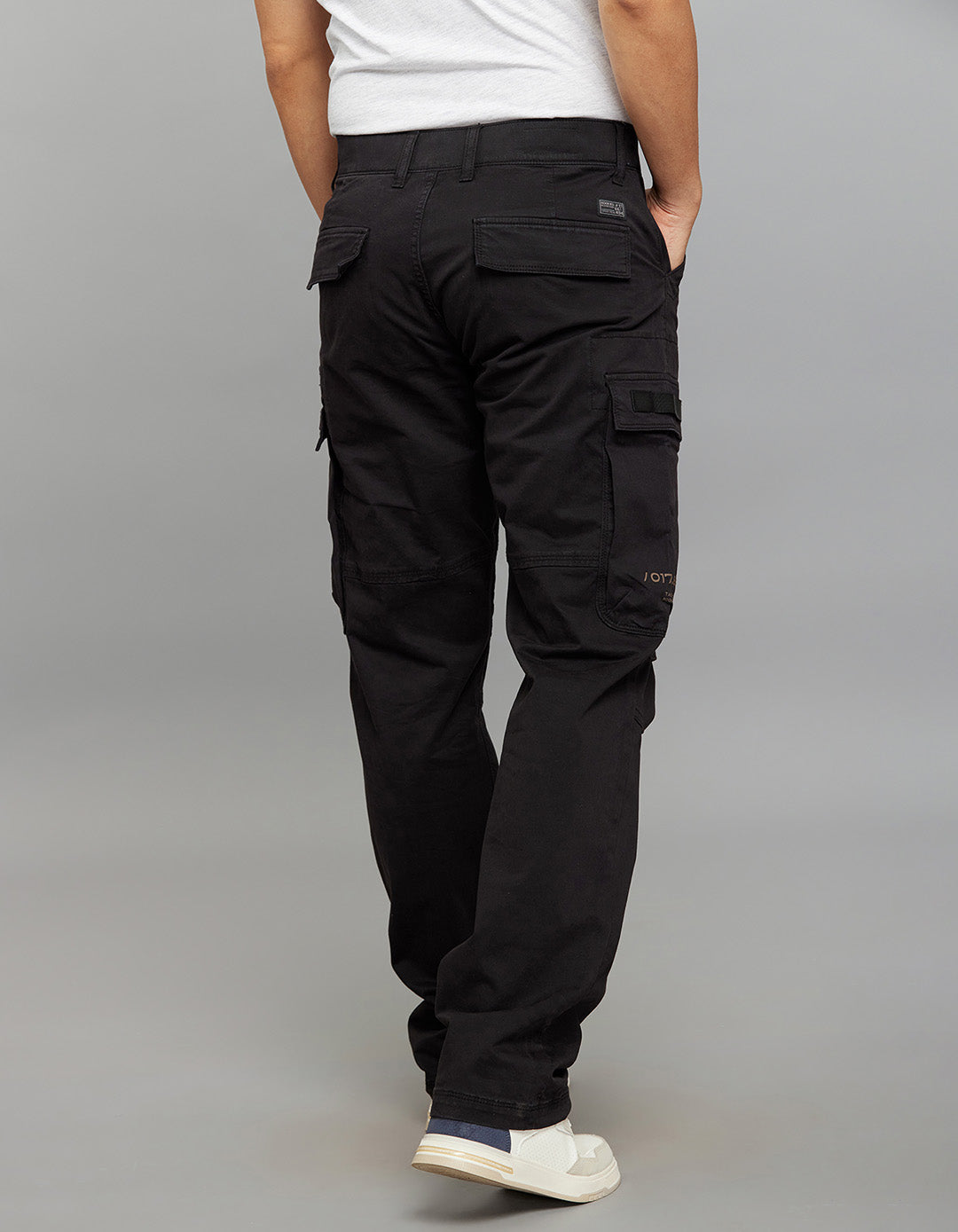 Jet Black Comfort Straight Fit Stretch Cargo Pants 