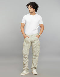 Lt Stone Comfort Straight Fit Stretch Cargo Pants 