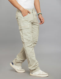 Lt Stone Comfort Straight Fit Stretch Cargo Pants 
