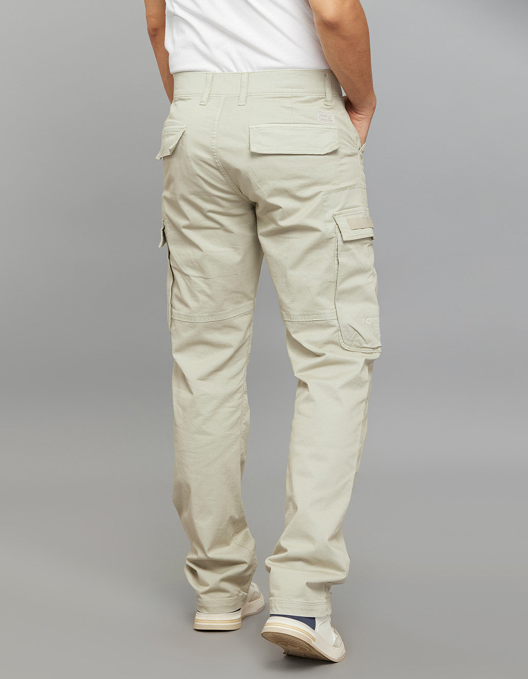 Lt Stone Comfort Straight Fit Stretch Cargo Pants 