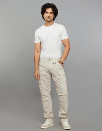 Lt Sand Comfort Straight Fit Stretch Cargo Pants 