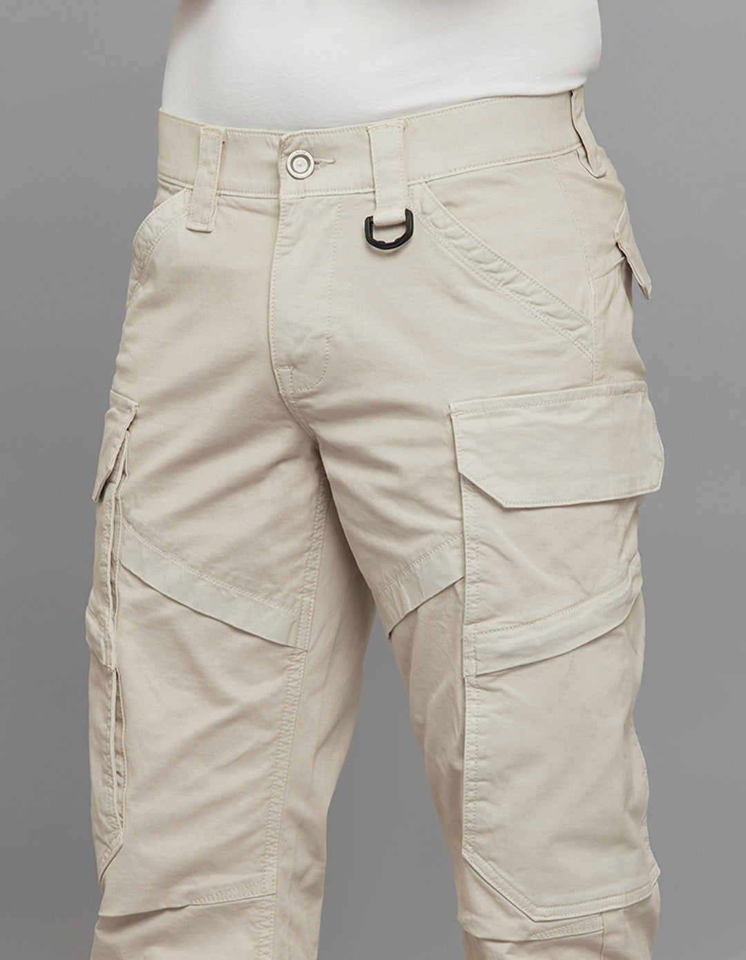 Lt Sand Comfort Straight Fit Stretch Cargo Pants 