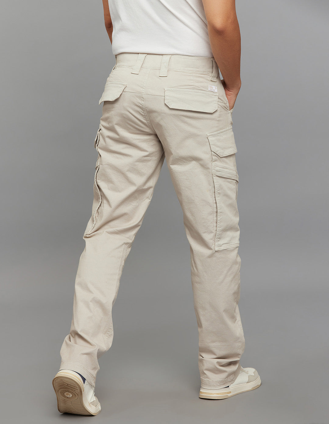 Lt Sand Comfort Straight Fit Stretch Cargo Pants 