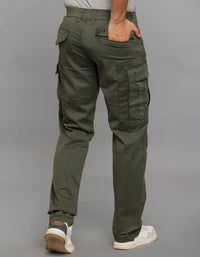 Military Green Comfort Straight Fit Stretch Cargo Pants 
