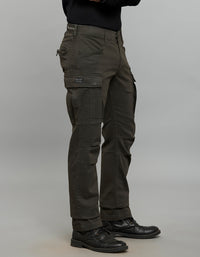 Dark Military Green Comfort Straight Fit Stretch Cargo Pants 