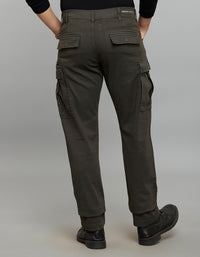 Dark Military Green Comfort Straight Fit Stretch Cargo Pants 