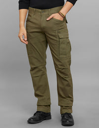 Olive Comfort Straight Fit Stretch Cargo Pants 