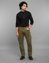 Olive Comfort Straight Fit Stretch Cargo Pants 