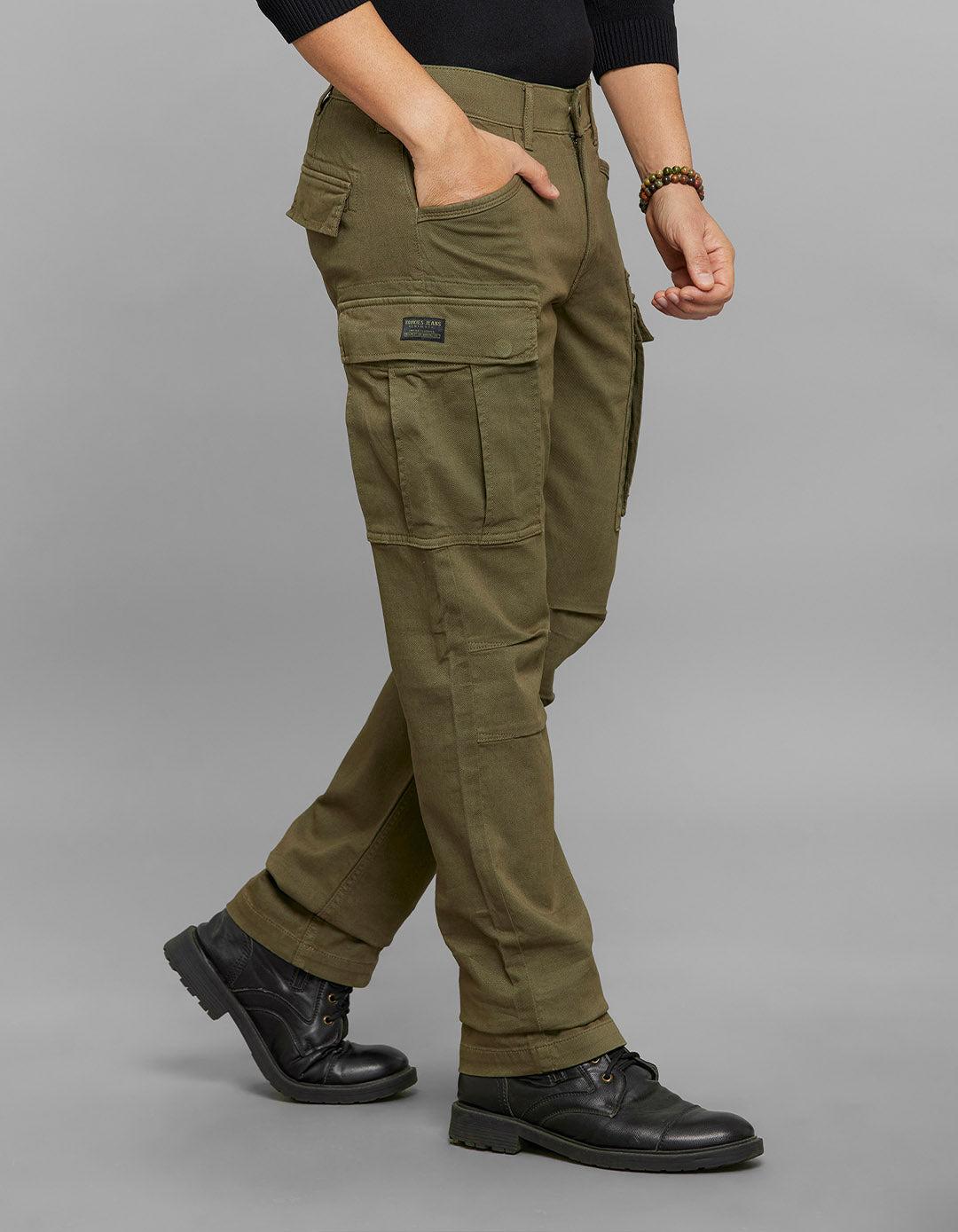 Olive Comfort Straight Fit Stretch Cargo Pants 